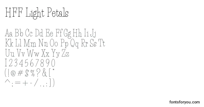 Czcionka HFF Light Petals – alfabet, cyfry, specjalne znaki