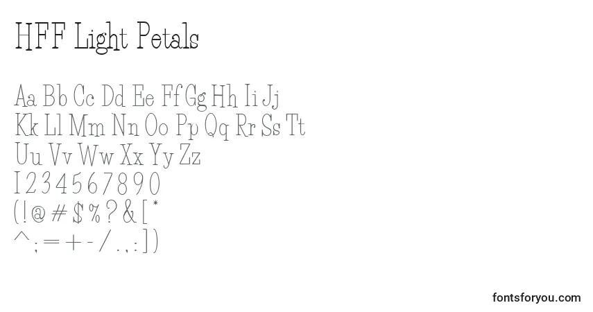 Schriftart HFF Light Petals (129576) – Alphabet, Zahlen, spezielle Symbole