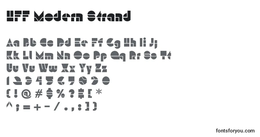 A fonte HFF Modern Strand – alfabeto, números, caracteres especiais
