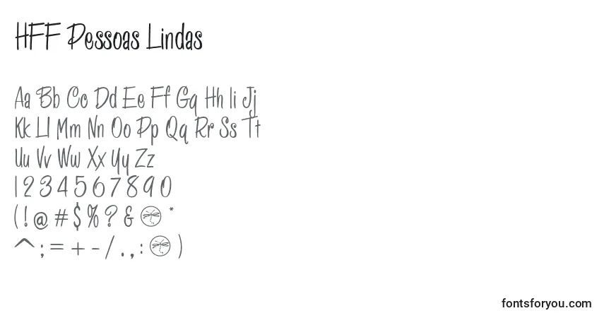 Czcionka HFF Pessoas Lindas – alfabet, cyfry, specjalne znaki