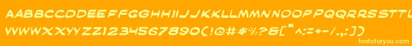 MaskedMarvelExpanded-Schriftart – Gelbe Schriften auf orangefarbenem Hintergrund