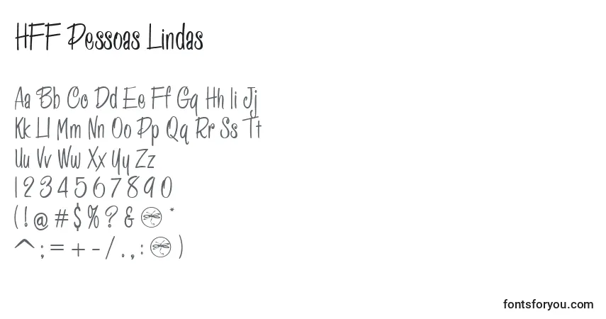 Schriftart HFF Pessoas Lindas (129580) – Alphabet, Zahlen, spezielle Symbole