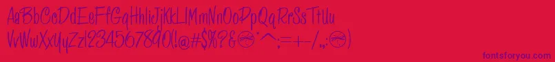 フォントHFF Pessoas Lindas – 赤い背景に紫のフォント