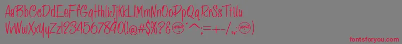 フォントHFF Pessoas Lindas – 赤い文字の灰色の背景