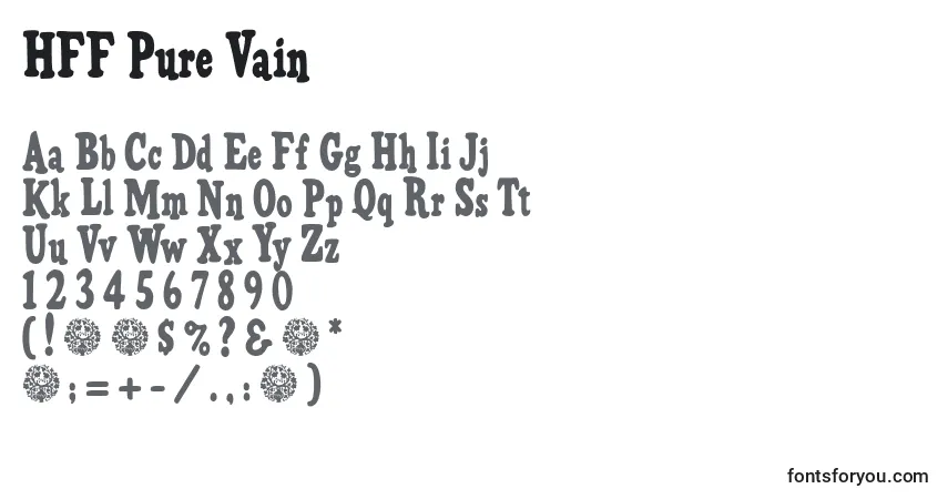 Schriftart HFF Pure Vain – Alphabet, Zahlen, spezielle Symbole