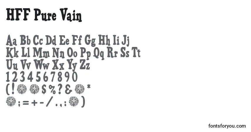 A fonte HFF Pure Vain (129582) – alfabeto, números, caracteres especiais