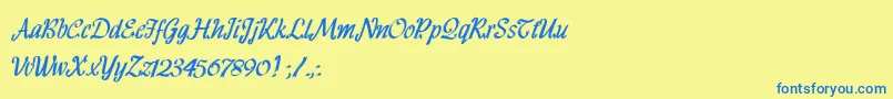 HFF Ribbon Font – Blue Fonts on Yellow Background