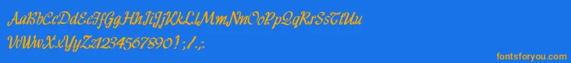 HFF Ribbon-Schriftart – Orangefarbene Schriften auf blauem Hintergrund
