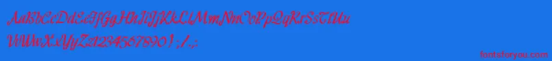 HFF Ribbon-Schriftart – Rote Schriften auf blauem Hintergrund