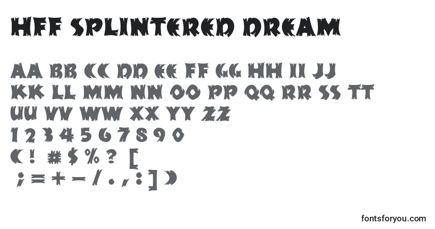 A fonte HFF Splintered Dream – alfabeto, números, caracteres especiais