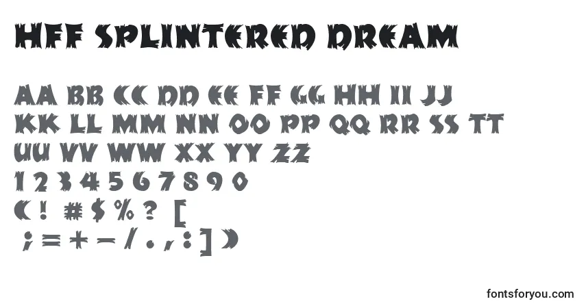 Czcionka HFF Splintered Dream (129588) – alfabet, cyfry, specjalne znaki