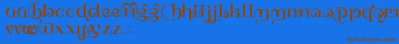 HFF Thai Dye-Schriftart – Braune Schriften auf blauem Hintergrund