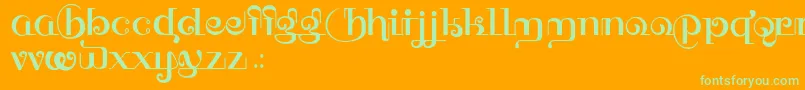 HFF Thai Dye-Schriftart – Grüne Schriften auf orangefarbenem Hintergrund