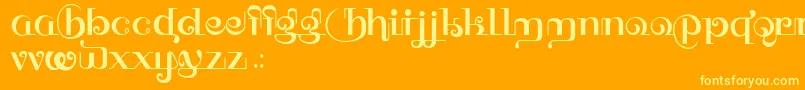 HFF Thai Dye-Schriftart – Gelbe Schriften auf orangefarbenem Hintergrund
