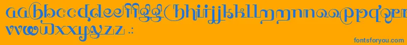 HFF Thai Dye-Schriftart – Blaue Schriften auf orangefarbenem Hintergrund