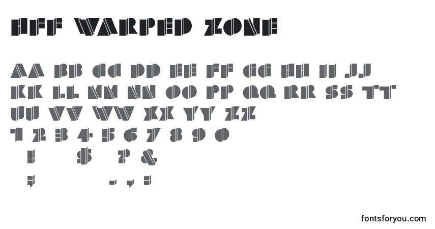 Schriftart HFF Warped Zone – Alphabet, Zahlen, spezielle Symbole
