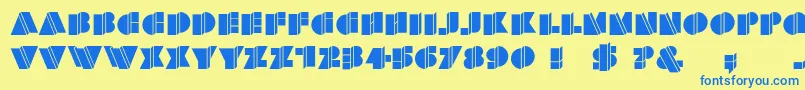 HFF Warped Zone Font – Blue Fonts on Yellow Background