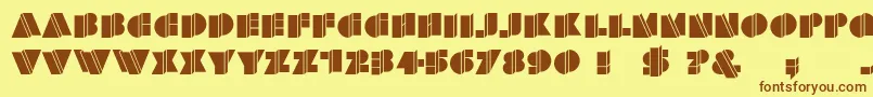 HFF Warped Zone Font – Brown Fonts on Yellow Background