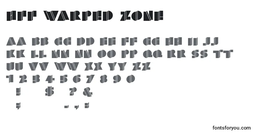 Schriftart HFF Warped Zone (129594) – Alphabet, Zahlen, spezielle Symbole