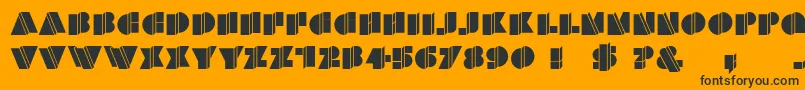 HFF Warped Zone-Schriftart – Schwarze Schriften auf orangefarbenem Hintergrund