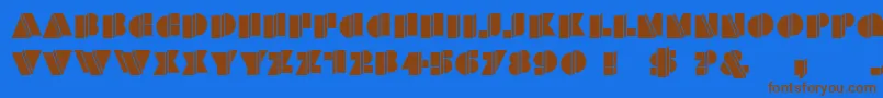フォントHFF Warped Zone – 茶色の文字が青い背景にあります。