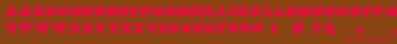 フォントHFF Warped Zone – 赤い文字が茶色の背景にあります。