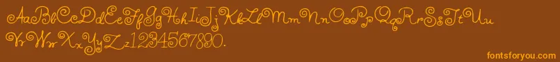 HFF Whirly Whorl-Schriftart – Orangefarbene Schriften auf braunem Hintergrund