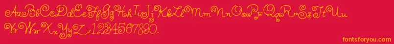 HFF Whirly Whorl Font – Orange Fonts on Red Background