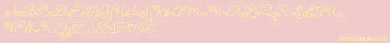 HFF Whirly Whorl-Schriftart – Gelbe Schriften auf rosa Hintergrund