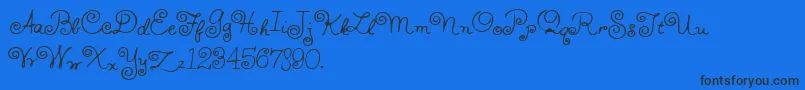 HFF Whirly Whorl Font – Black Fonts on Blue Background