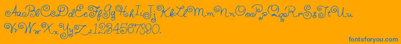 HFF Whirly Whorl-Schriftart – Blaue Schriften auf orangefarbenem Hintergrund