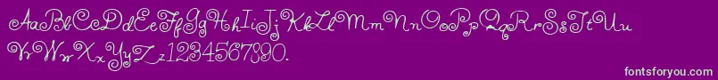 HFF Whirly Whorl-Schriftart – Grüne Schriften auf violettem Hintergrund