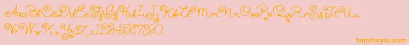 HFF Whirly Whorl-Schriftart – Orangefarbene Schriften auf rosa Hintergrund