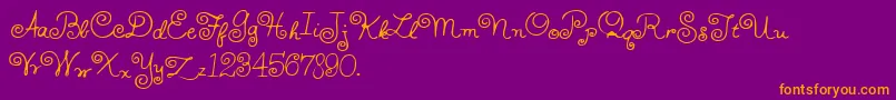 HFF Whirly Whorl-Schriftart – Orangefarbene Schriften auf violettem Hintergrund