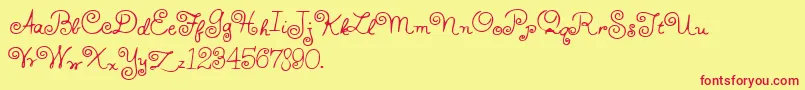 HFF Whirly Whorl Font – Red Fonts on Yellow Background