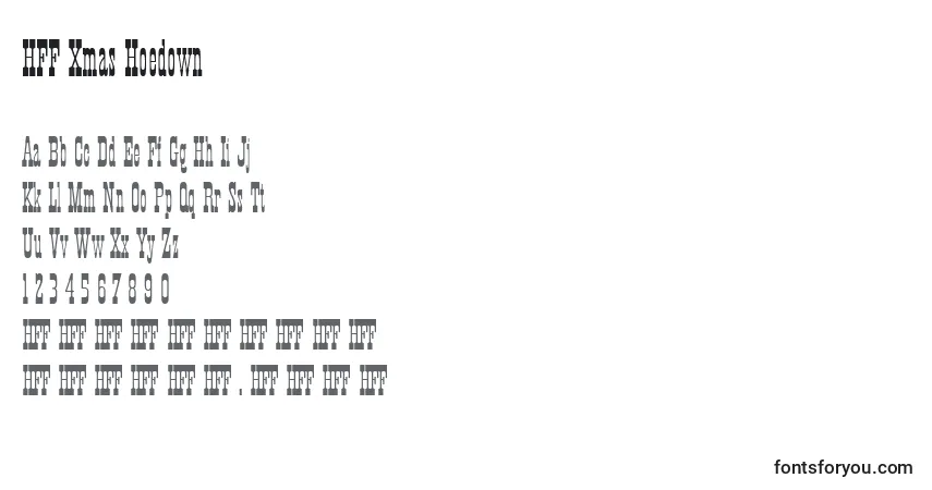 Schriftart HFF Xmas Hoedown (129598) – Alphabet, Zahlen, spezielle Symbole