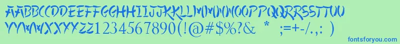 AllYoko Font – Blue Fonts on Green Background
