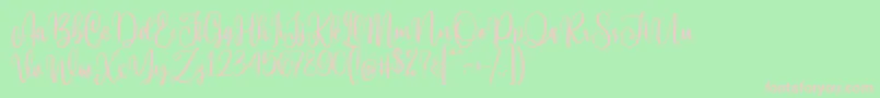 フォントHi Virginia Demo – 緑の背景にピンクのフォント