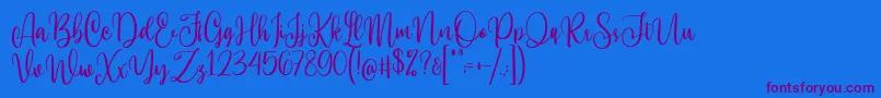 Hi Virginia Demo Font – Purple Fonts on Blue Background