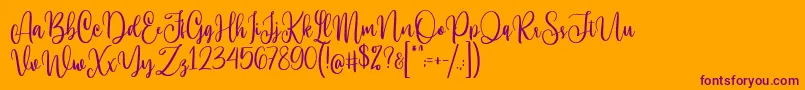 Weitere Informationen zur Hi Virginia Demo-Schriftart Hi Virginia Demo-Schriftart – Violette Schriften auf orangefarbenem Hintergrund