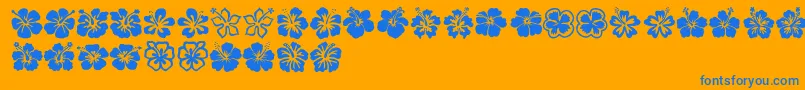 Hibiscus-Schriftart – Blaue Schriften auf orangefarbenem Hintergrund