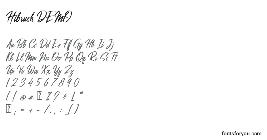 Шрифт Hibrush DEMO – алфавит, цифры, специальные символы