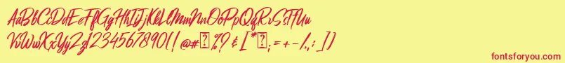 Hibrush DEMO-Schriftart – Rote Schriften auf gelbem Hintergrund