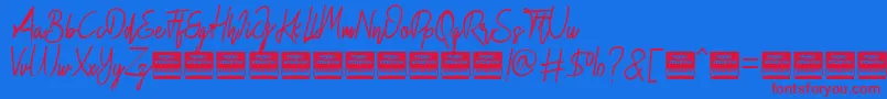 Hidario Demo-fontti – punaiset fontit sinisellä taustalla