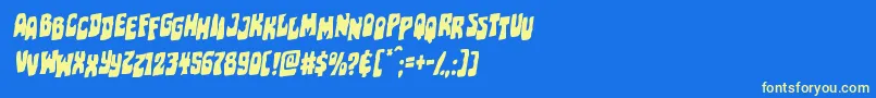 Pocketmonsterstagrotal Font – Yellow Fonts on Blue Background