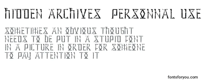 Hidden Archives  PERSONNAL USE ONLY Font