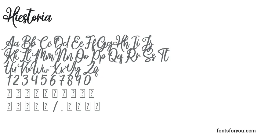 Шрифт Hiestoria – алфавит, цифры, специальные символы