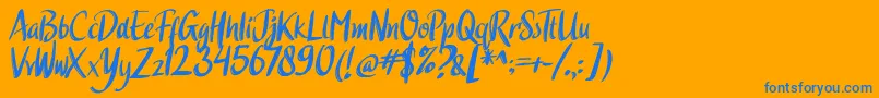 Higeja FREE-Schriftart – Blaue Schriften auf orangefarbenem Hintergrund