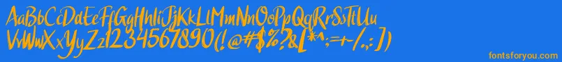 Higeja FREE Font – Orange Fonts on Blue Background