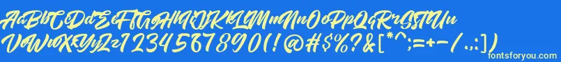 Fonte High Amelliya – fontes amarelas em um fundo azul